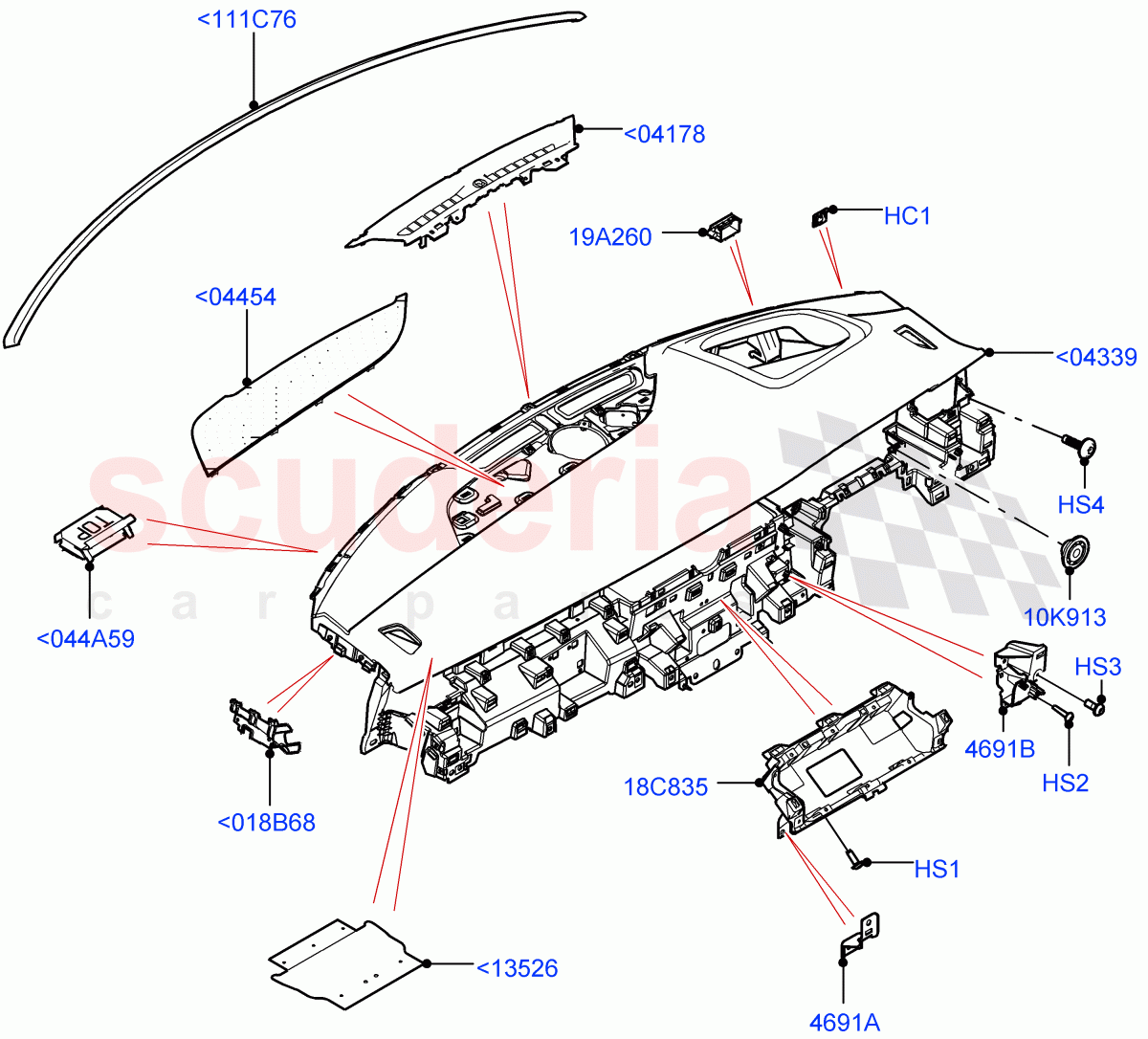 Instrument Panel(Upper, External Components)(Changsu (China),Head Up Display) of Land Rover Land Rover Range Rover Evoque (2019+) [1.5 I3 Turbo Petrol AJ20P3]