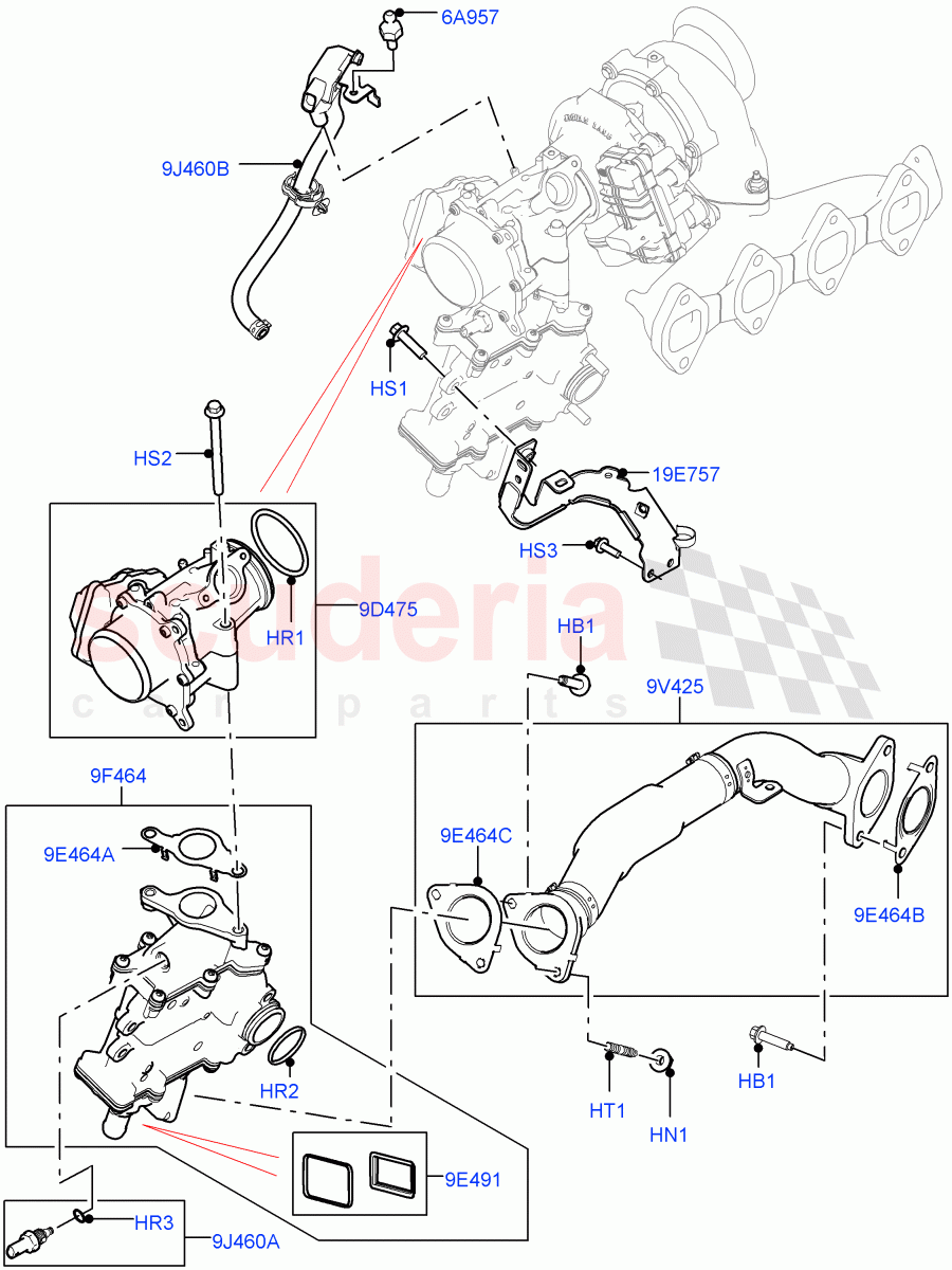 Exhaust Gas Recirculation(RH Side, Solihull Plant Build)(2.0L I4 DSL HIGH DOHC AJ200,2.0L I4 DSL MID DOHC AJ200)((V)FROMHA000001) of Land Rover Land Rover Range Rover Sport (2014+) [2.0 Turbo Diesel]