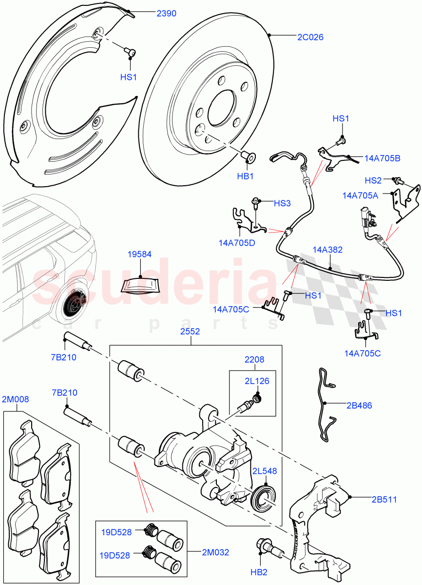 Rear Brake Discs And Calipers (Halewood (UK), Front Disc And Caliper Size 17, Disc And Caliper Size-Frt 18/RR 16, Disc Brake Size Frt 17/RR 16) ((V) FROMLH000001) of Land Rover Land Rover Discovery Sport (2015+) [2.0 Turbo Petrol GTDI]