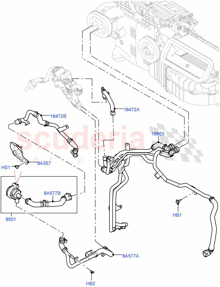 Heater Hoses(Front)(3.0L AJ20P6 Petrol High,Fuel Fired Heater With Park Heat,Premium Air Conditioning-Front/Rear,Fuel Heater W/Pk Heat With Remote)((V)FROMKA000001) of Land Rover Land Rover Range Rover (2012-2021) [5.0 OHC SGDI NA V8 Petrol]