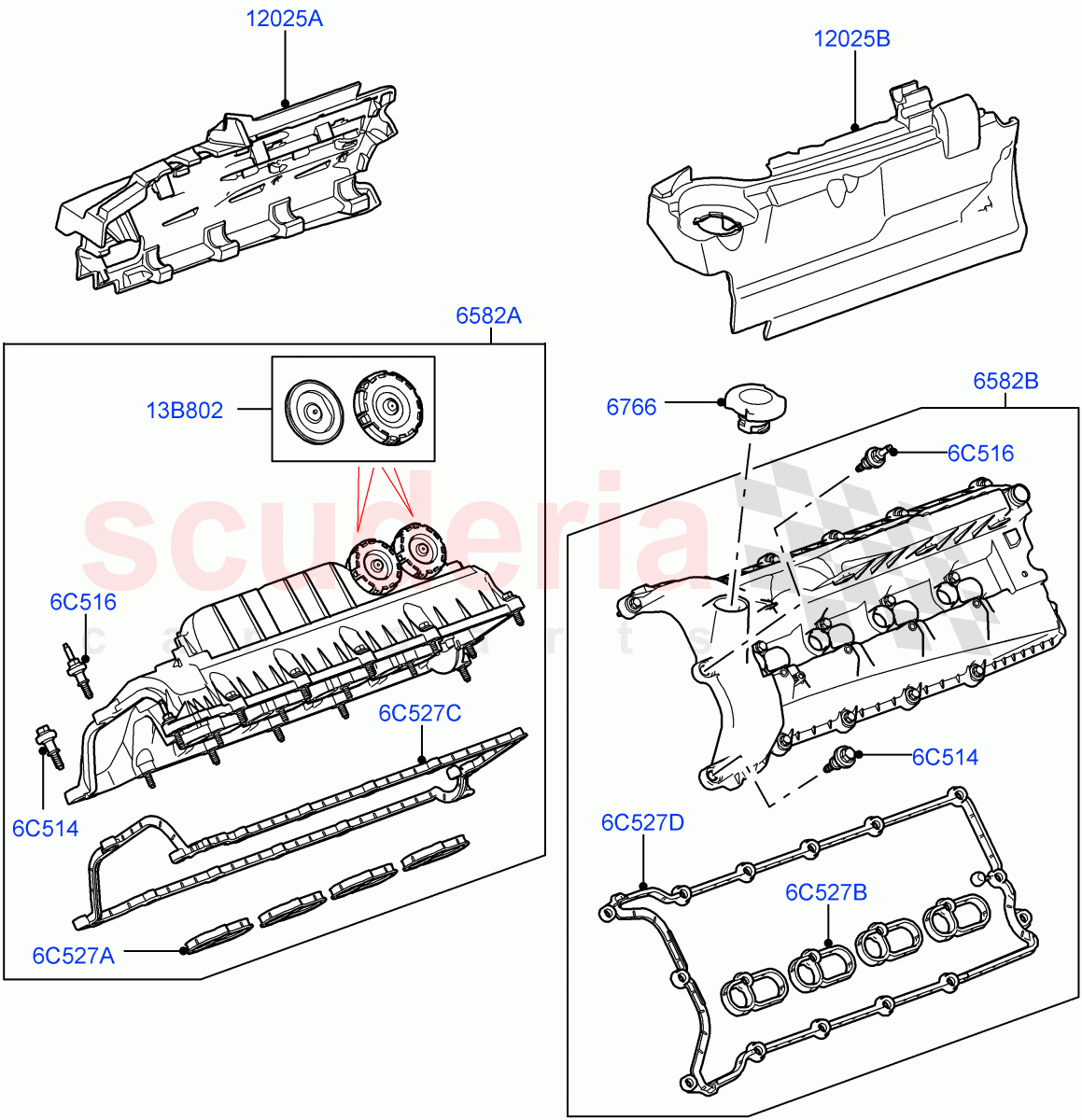 Cylinder Head Cover(5.0L P AJ133 DOHC CDA S/C Enhanced)((V)FROMKA000001) of Land Rover Land Rover Range Rover Velar (2017+) [5.0 OHC SGDI SC V8 Petrol]