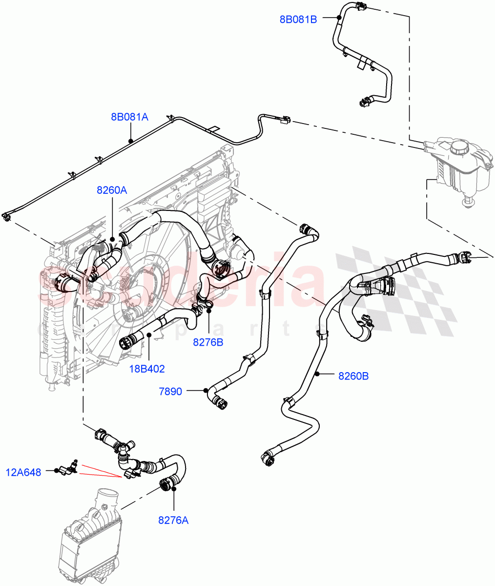 Cooling System Pipes And Hoses (2.0L AJ21D4 Diesel Mid, 9 Speed Auto Trans 9HP50, Halewood (UK)) ((V) FROMMH000001) of Land Rover Land Rover Discovery Sport (2015+) [2.0 Turbo Diesel AJ21D4]