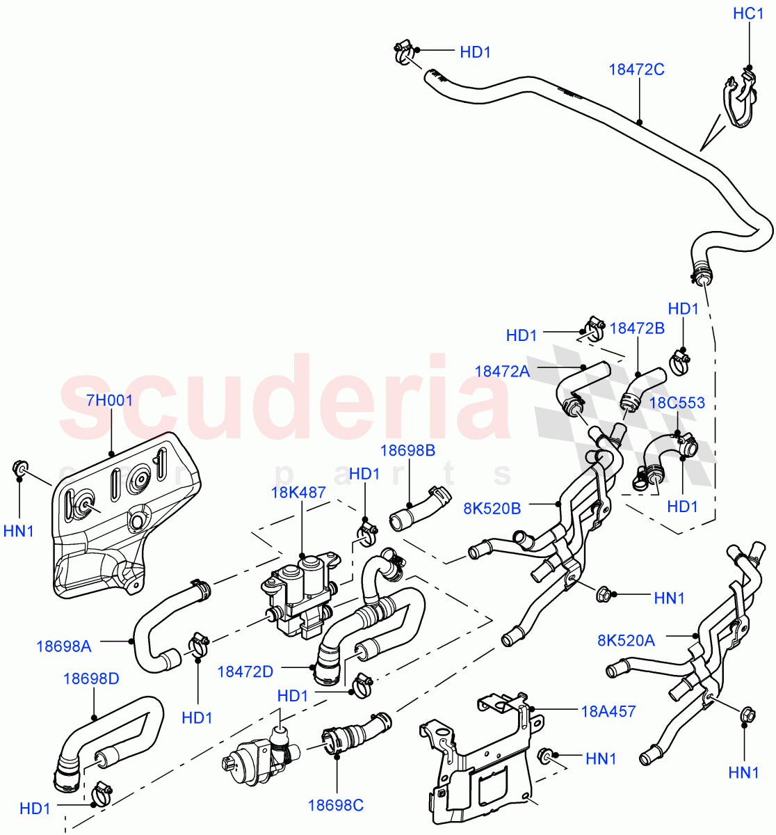 Heater Hoses(Heater Water Control, Front)((V)FROMAA000001,(V)TOAA999999) of Land Rover Land Rover Range Rover (2010-2012) [5.0 OHC SGDI SC V8 Petrol]