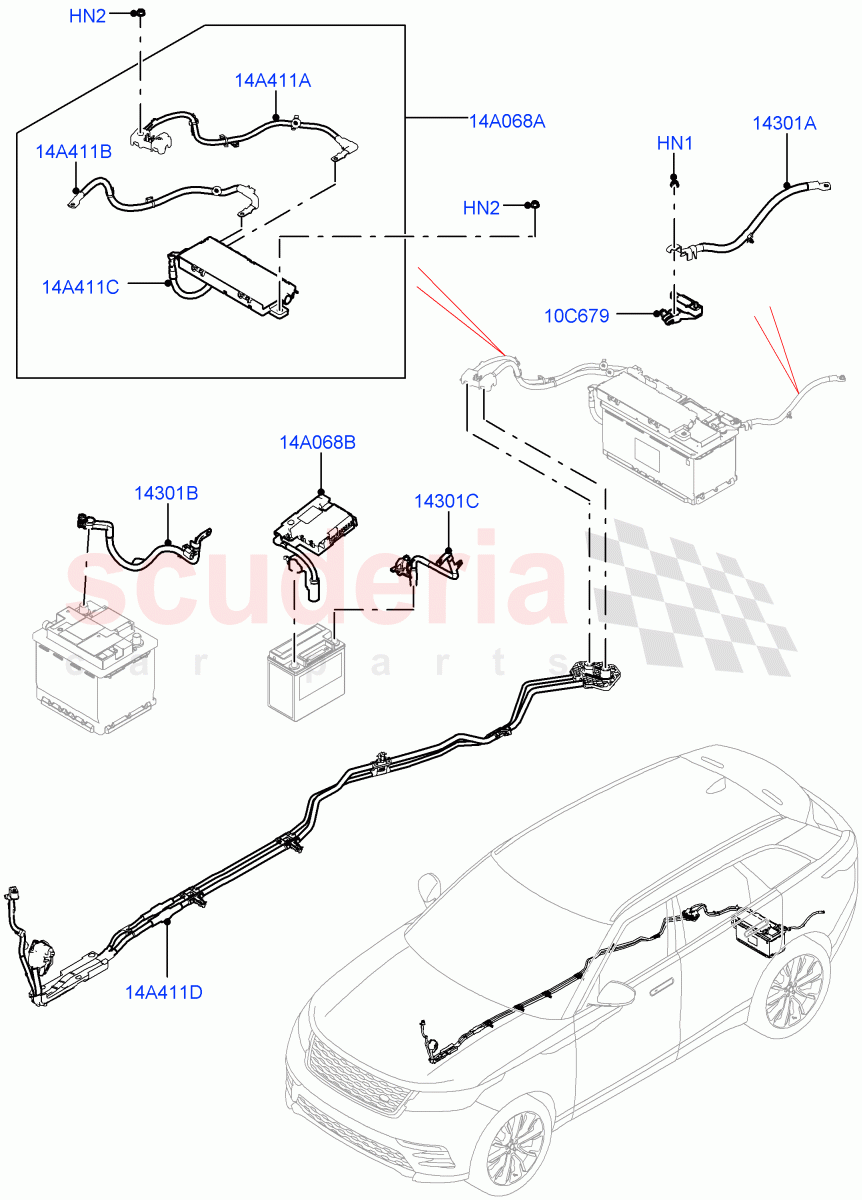 Battery Cables And Horn(Battery Cables) of Land Rover Land Rover Range Rover Velar (2017+) [3.0 Diesel 24V DOHC TC]