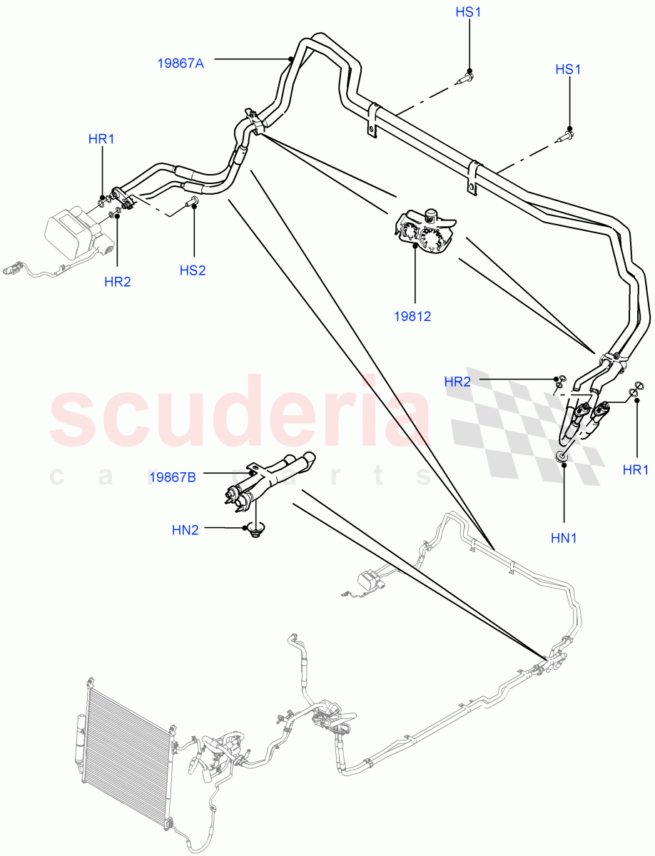 Air Conditioning Condensr/Compressr (Rear) (Air Conditioning Hybrid-Front/Rear, 2 Zone Air Conditioning - Hybrid) ((V) FROMEA000001, (V) TOHA999999) of Land Rover Land Rover Range Rover Sport (2014+) [3.0 I6 Turbo Diesel AJ20D6]