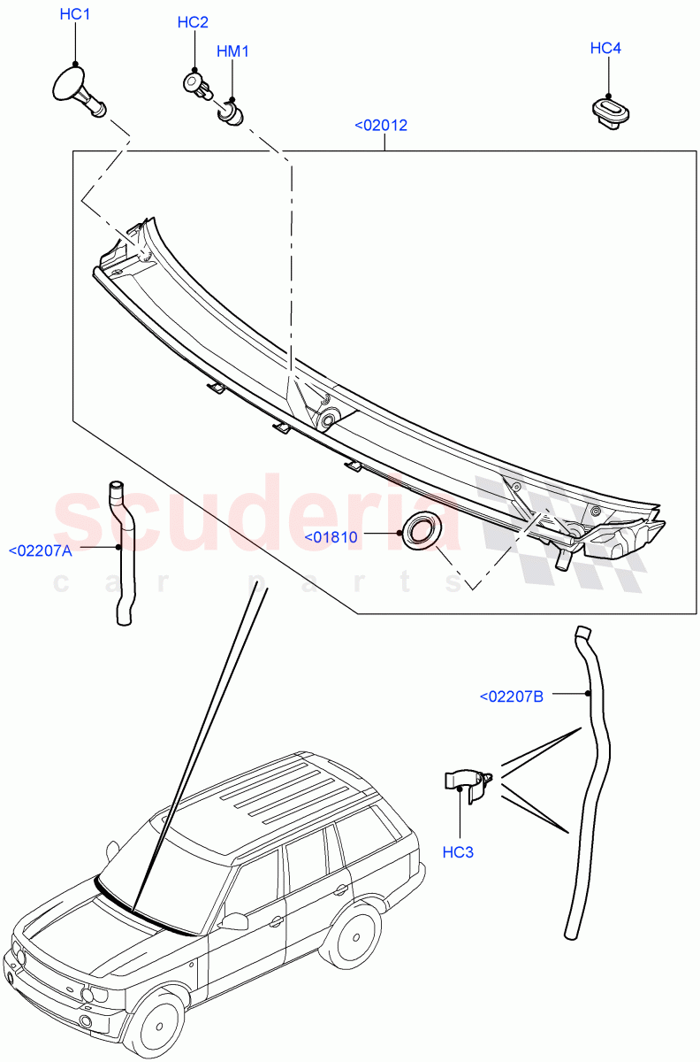 Cowl/Panel And Related Parts(Less Armoured)((V)FROMAA000001) of Land Rover Land Rover Range Rover (2010-2012) [3.6 V8 32V DOHC EFI Diesel]