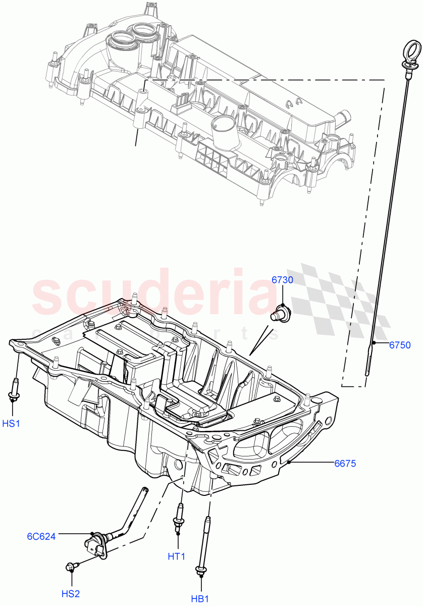 Oil Pan/Oil Level Indicator(2.0L 16V TIVCT T/C 240PS Petrol,Changsu (China))((V)FROMEG000001) of Land Rover Land Rover Discovery Sport (2015+) [2.0 Turbo Petrol GTDI]