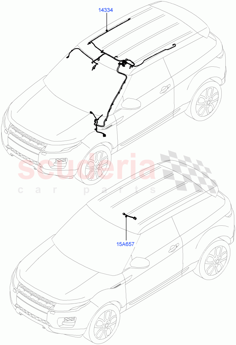 Electrical Wiring - Body And Rear(Roof)(5 Door,Itatiaia (Brazil),3 Door)((V)FROMGT000001) of Land Rover Land Rover Range Rover Evoque (2012-2018) [2.0 Turbo Petrol GTDI]