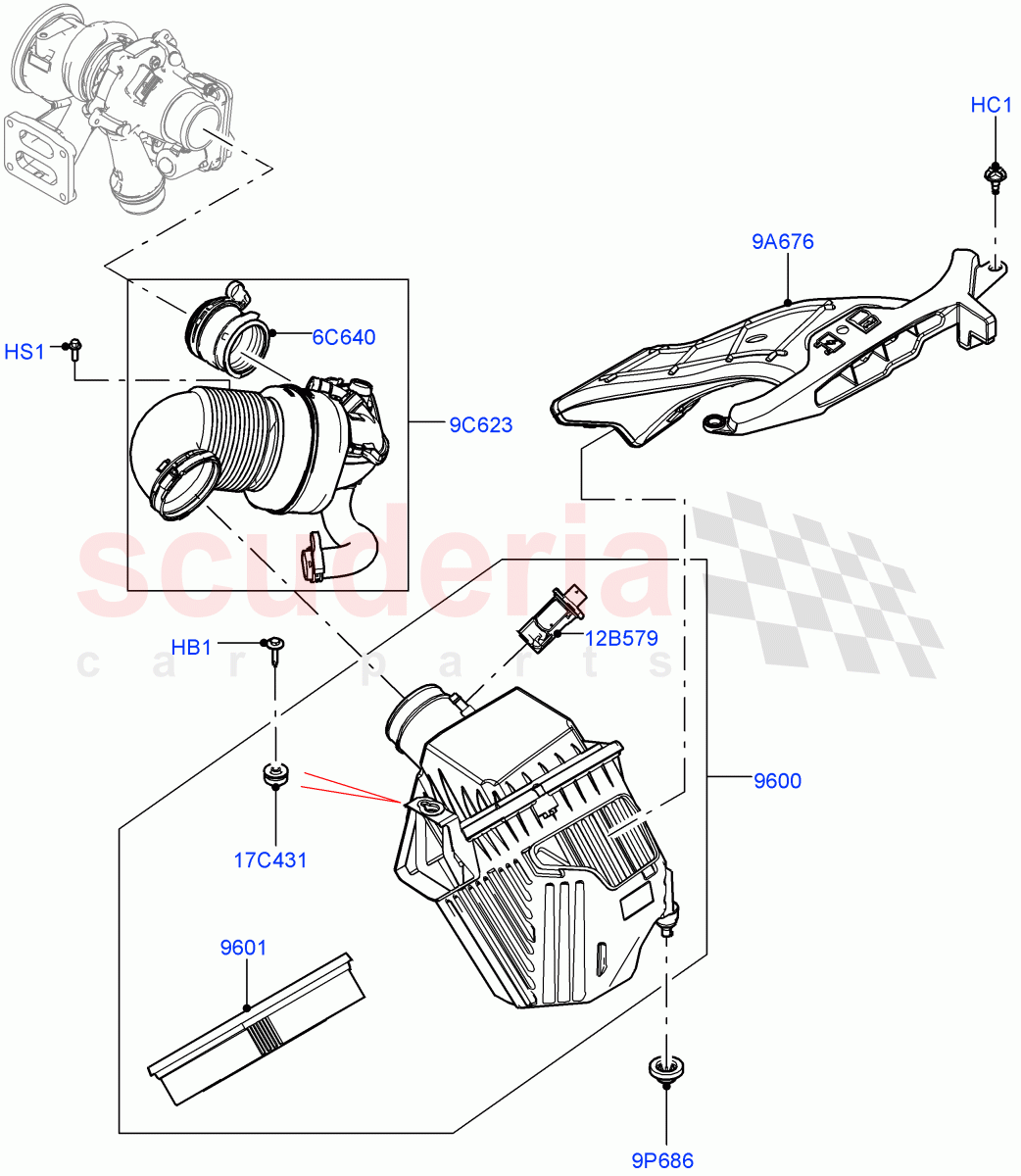 Air Cleaner (2.0L I4 High DOHC AJ200 Petrol, Changsu (China), 2.0L I4 Mid DOHC AJ200 Petrol) ((V) FROMHG161788) of Land Rover Land Rover Range Rover Evoque (2012-2018) [2.0 Turbo Petrol AJ200P]