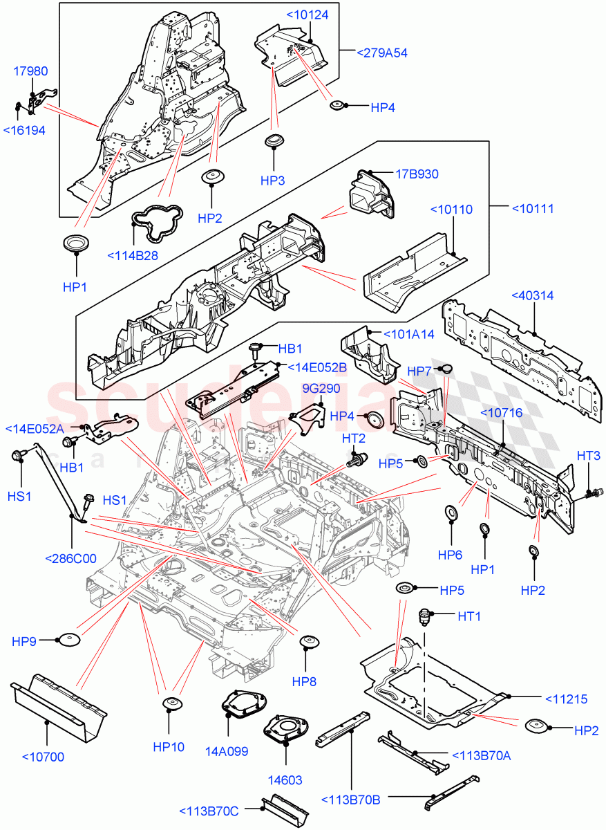 Floor Pan - Centre And Rear of Land Rover Land Rover Range Rover Sport (2014+) [5.0 OHC SGDI SC V8 Petrol]