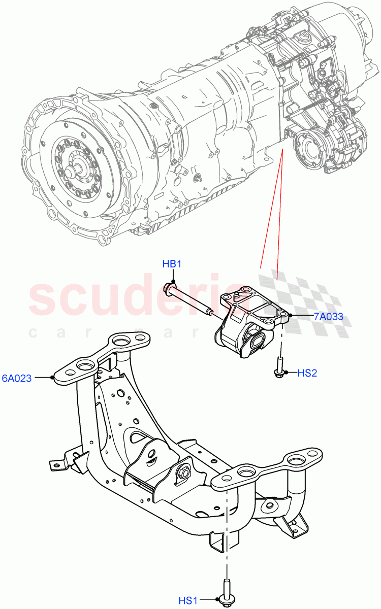 Transmission Mounting (Nitra Plant Build) (3.0L AJ20P6 Petrol High) ((V) FROMM2000001) of Land Rover Land Rover Discovery 5 (2017+) [3.0 DOHC GDI SC V6 Petrol]