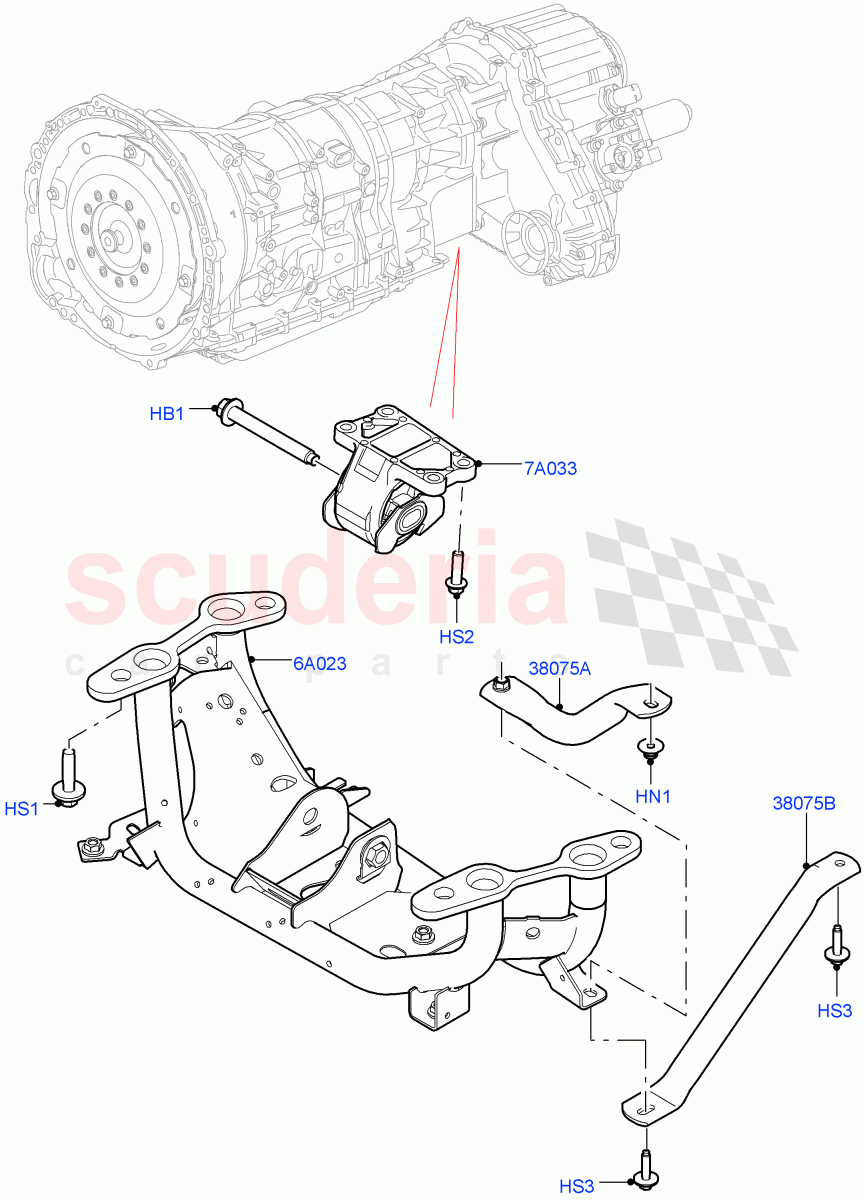 Transmission Mounting (3.0L AJ20D6 Diesel High) ((V) FROMLA000001) of Land Rover Land Rover Range Rover Sport (2014+) [3.0 Diesel 24V DOHC TC]