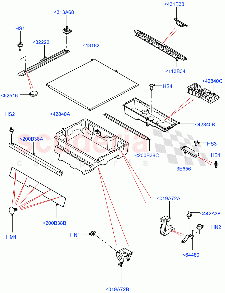 Load Compartment Trim (Nitra Plant Build, Floor) (Less 3rd Row Rear Seat, With 2 Seat Configuration, With 5 Seat Configuration) ((V) FROMK2000001) of Land Rover Land Rover Discovery 5 (2017+) [3.0 I6 Turbo Petrol AJ20P6]
