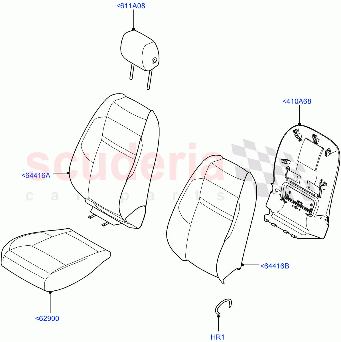 Front Seat Covers(5 Door,Windsor Leather Perforated,Itatiaia (Brazil)) of Land Rover Land Rover Range Rover Evoque (2019+) [1.5 I3 Turbo Petrol AJ20P3]