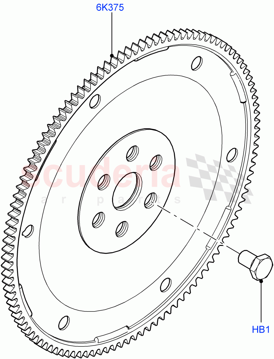 Flywheel(2.0L 16V TIVCT T/C Gen2 Petrol,Halewood (UK),2.0L 16V TIVCT T/C 240PS Petrol) of Land Rover Land Rover Discovery Sport (2015+) [2.0 Turbo Petrol GTDI]