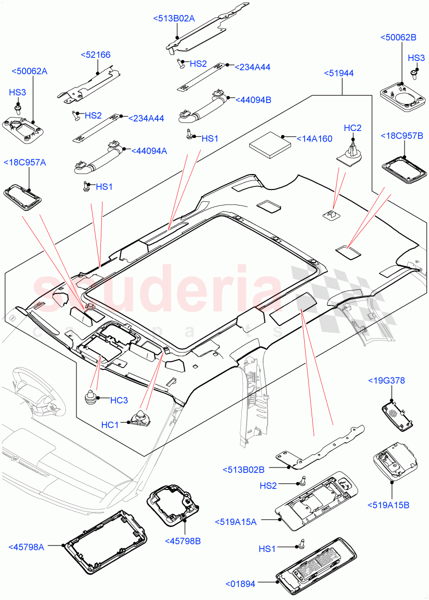 Headlining And Sun Visors(With Roof Conversion-Panorama Power,Leather Trim Finish,With Roof Conversion-Panorama Roof) of Land Rover Land Rover Range Rover (2012-2021) [5.0 OHC SGDI NA V8 Petrol]