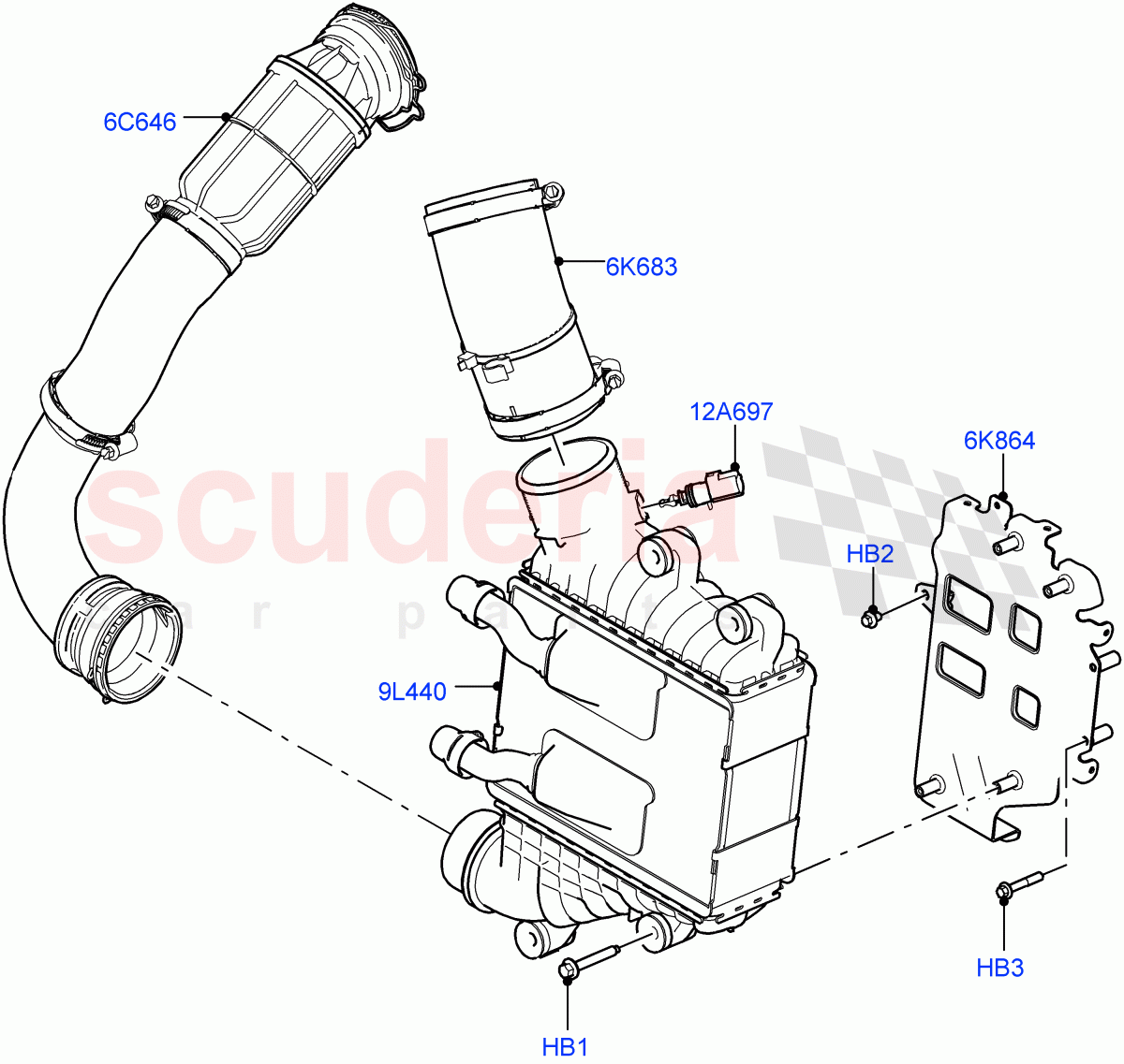 Intercooler/Air Ducts And Hoses (2.0L I4 DSL HIGH DOHC AJ200, Itatiaia (Brazil)) ((V) FROMJT000001) of Land Rover Land Rover Range Rover Evoque (2012-2018) [2.0 Turbo Diesel]
