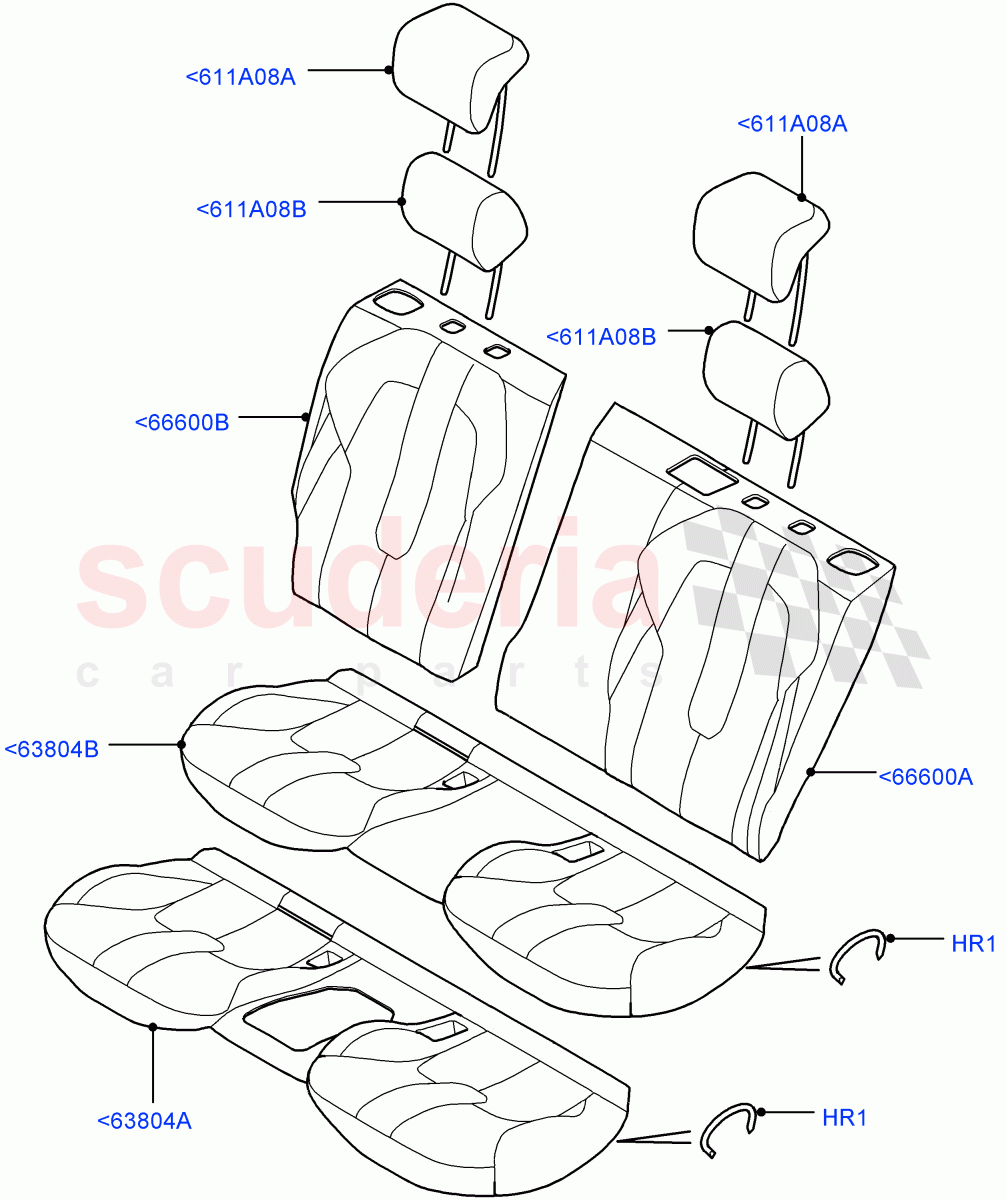 Rear Seat Covers (Windsor Leather, Halewood (UK), With 2 Rear Small Individual Seats, With 2 Individual Second Row Seats) of Land Rover Land Rover Range Rover Evoque (2012-2018) [2.2 Single Turbo Diesel]