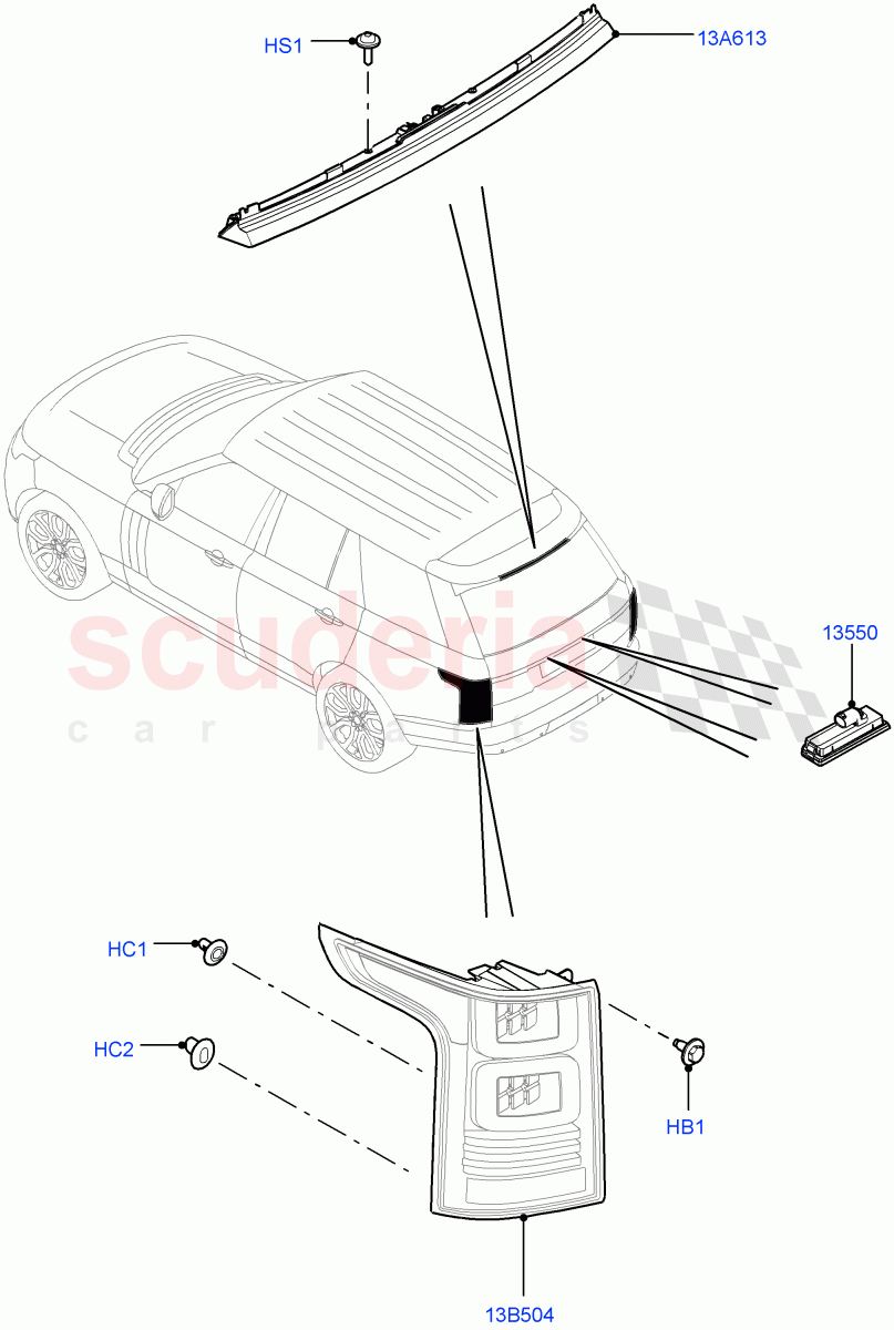 Rear Lamps of Land Rover Land Rover Range Rover (2012-2021) [3.0 I6 Turbo Petrol AJ20P6]