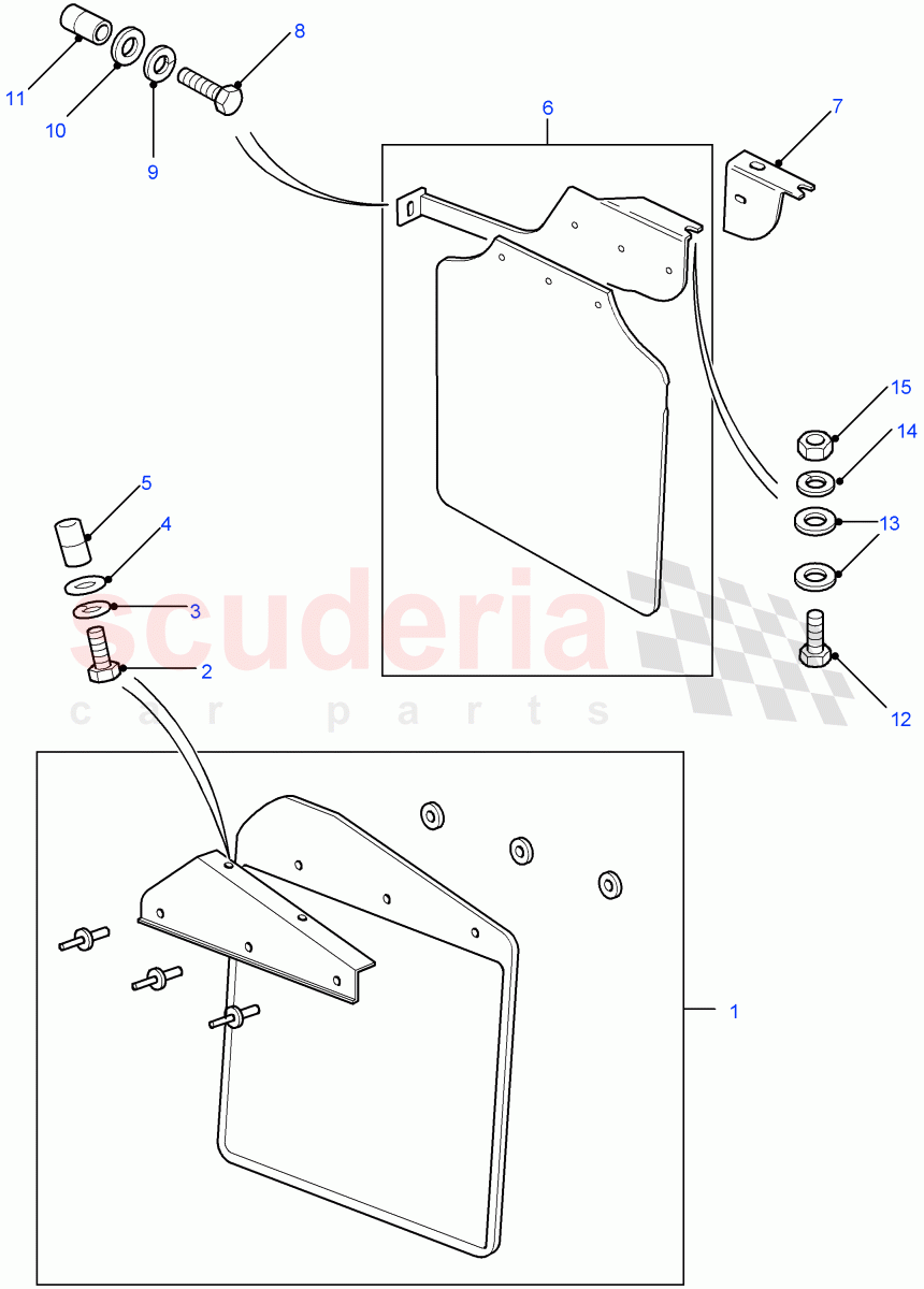 Mudflaps(130" Wheelbase,110" Wheelbase)((V)FROM7A000001) of Land Rover Land Rover Defender (2007-2016)