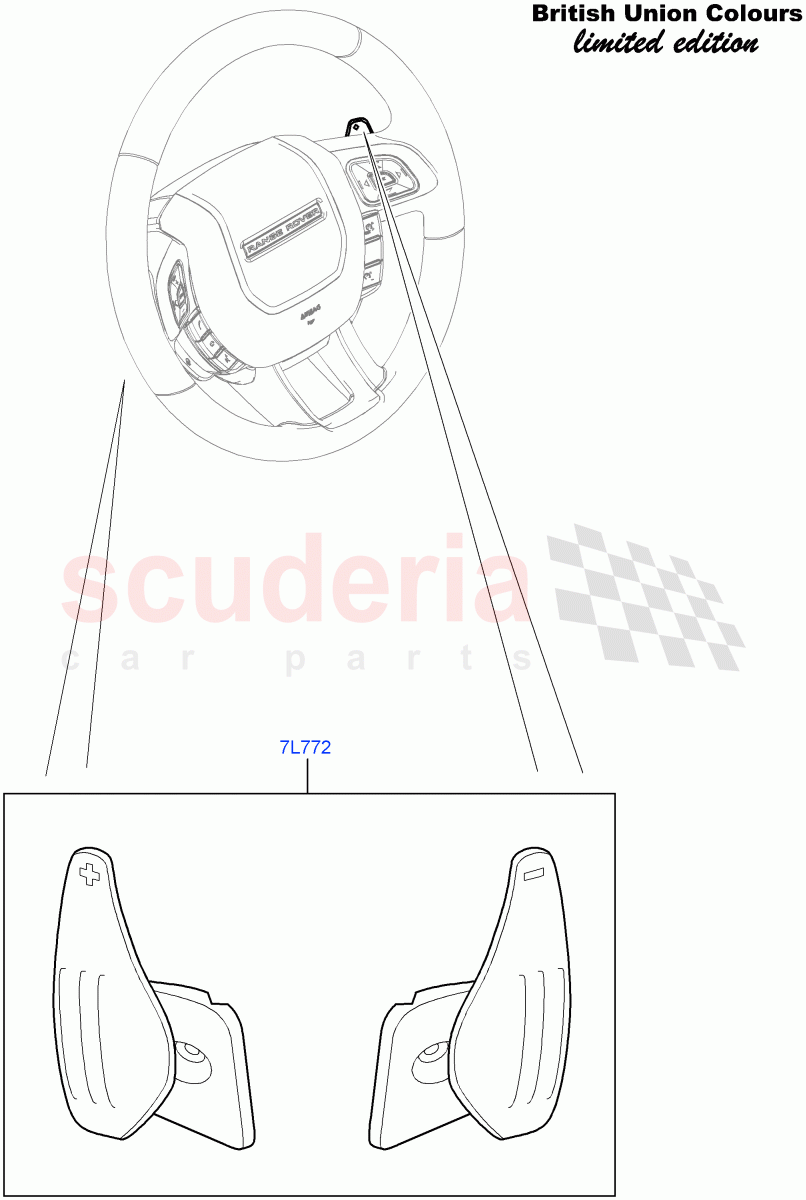 Gear Change-Automatic Transmission(Union Mono Colours LE, Steering Wheel, Union Colours LE)(9 Speed Auto AWD,Rotary Gearshift Knob - Red)((V)FROMFH000001) of Land Rover Land Rover Range Rover Evoque (2012-2018) [2.0 Turbo Petrol GTDI]