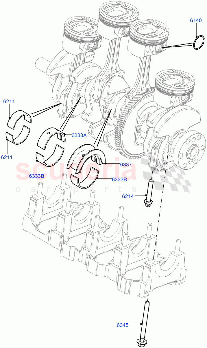 Crankshaft/Pistons And Bearings(2.0L 16V TIVCT T/C 240PS Petrol,Itatiaia (Brazil))((V)FROMGT000001) of Land Rover Land Rover Discovery Sport (2015+) [2.0 Turbo Petrol GTDI]