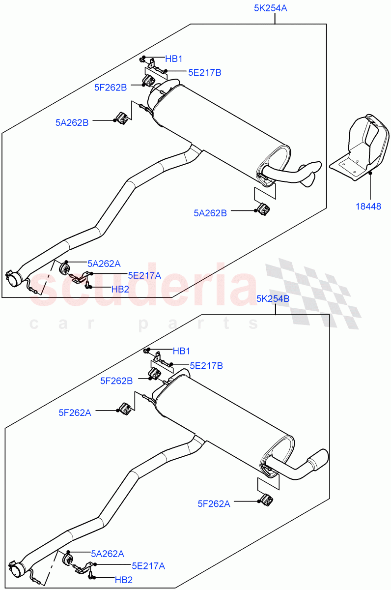 Exhaust System (Muffler) (2.0L 16V TIVCT T/C 240PS Petrol, Halewood (UK)) ((V) TODH999999) of Land Rover Land Rover Range Rover Evoque (2012-2018) [2.0 Turbo Petrol GTDI]