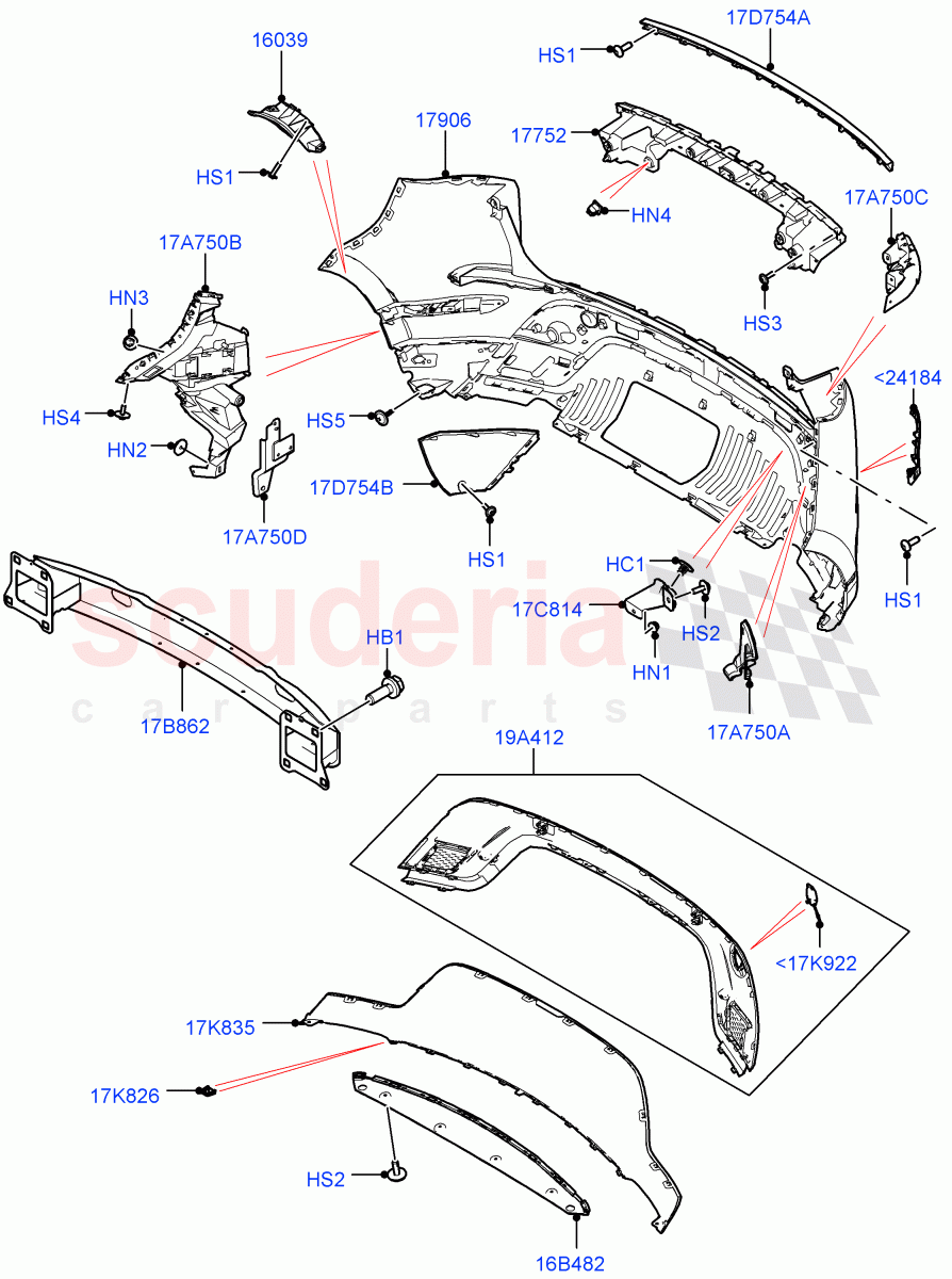 Rear Bumper (Changsu (China), Front Bumper - Painted Body Colour) of Land Rover Land Rover Range Rover Evoque (2019+) [2.0 Turbo Petrol AJ200P]