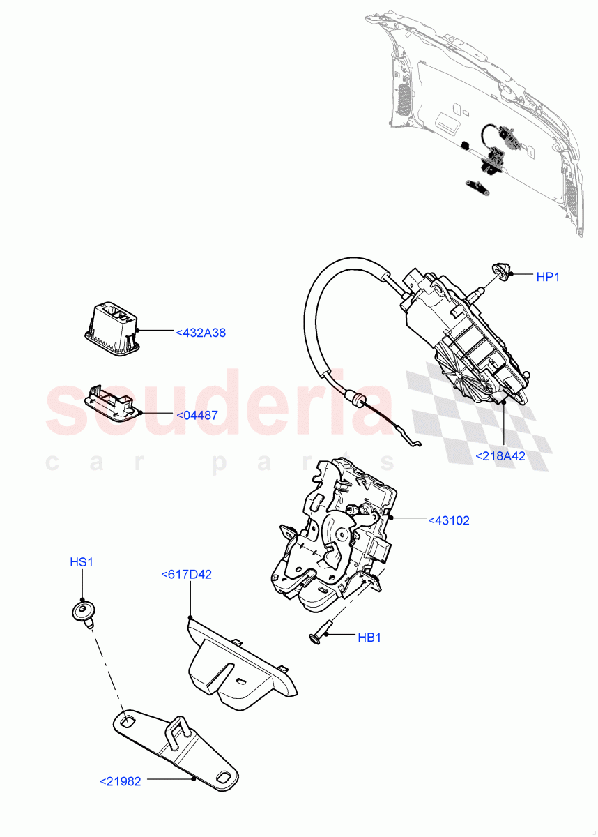 Luggage Compt/Tailgte Lock Controls (Solihull Plant Build) ((V) FROMHA000001) of Land Rover Land Rover Discovery 5 (2017+) [3.0 I6 Turbo Petrol AJ20P6]
