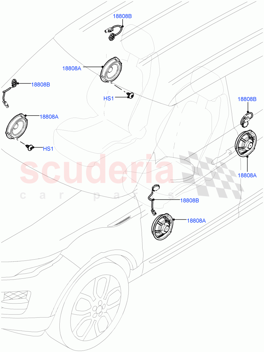 Speakers(Itatiaia (Brazil),Standard Audio (Base))((V)FROMGT000001) of Land Rover Land Rover Range Rover Evoque (2012-2018) [2.0 Turbo Petrol GTDI]