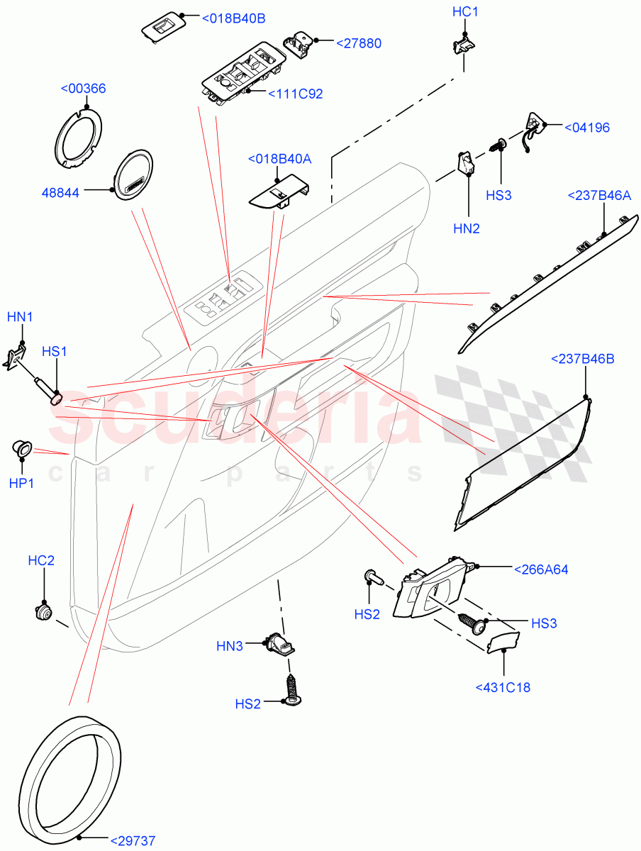 Front Door Trim Installation(Nitra Plant Build)((V)FROMK2000001) of Land Rover Land Rover Discovery 5 (2017+) [3.0 DOHC GDI SC V6 Petrol]