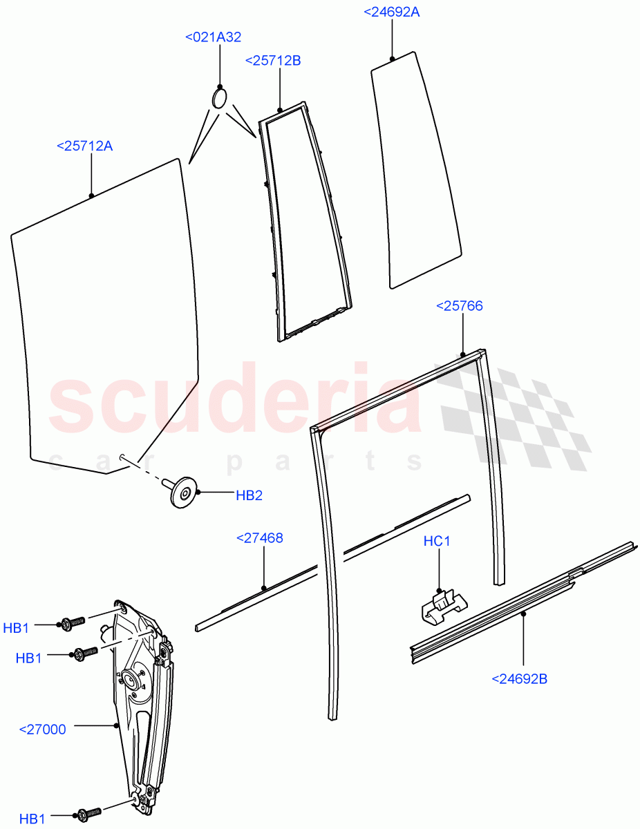 Rear Door Glass And Window Controls(Less Armoured)((V)FROMAA000001) of Land Rover Land Rover Range Rover (2010-2012) [5.0 OHC SGDI SC V8 Petrol]