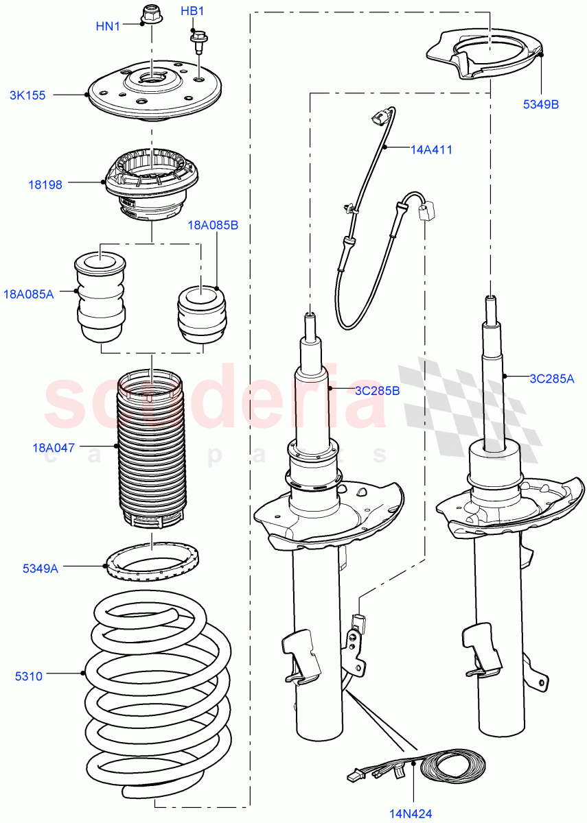 Front Suspension Struts And Springs(Halewood (UK)) of Land Rover Land Rover Range Rover Evoque (2012-2018) [2.0 Turbo Petrol GTDI]