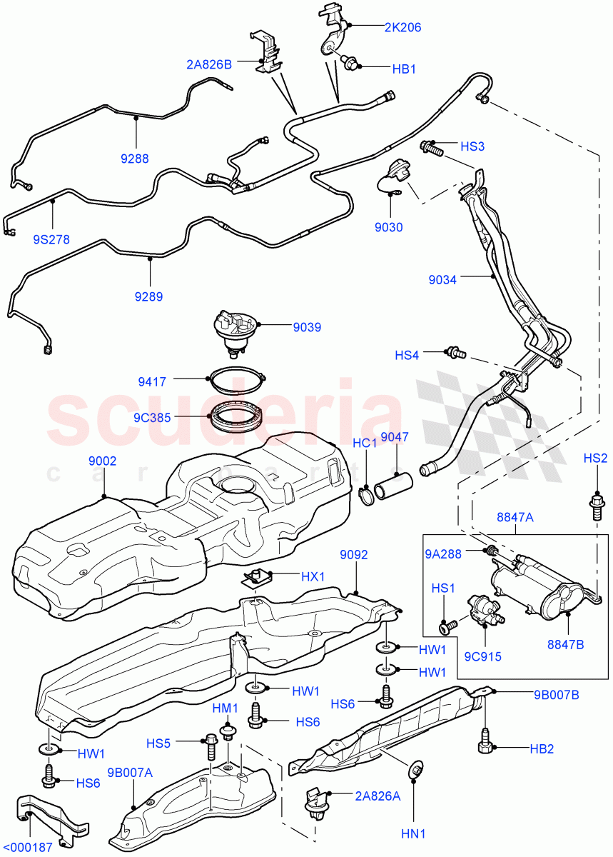 Fuel Tank & Related Parts (3.0L DOHC GDI SC V6 PETROL) ((V) FROMEA000001) of Land Rover Land Rover Discovery 4 (2010-2016) [3.0 DOHC GDI SC V6 Petrol]