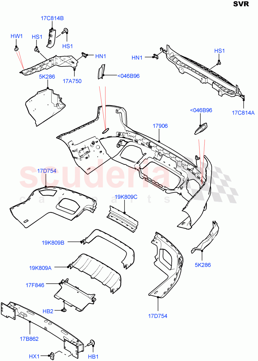 Rear Bumper (SVR) ((V) FROMFA000001, (V) TOHA999999) of Land Rover Land Rover Range Rover Sport (2014+) [2.0 Turbo Petrol AJ200P]