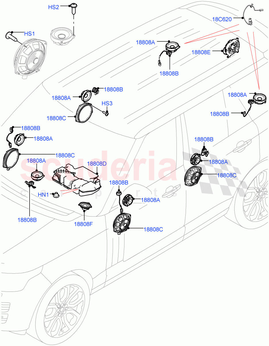 Speakers(Premium Audio 1280 W) of Land Rover Land Rover Range Rover (2012-2021) [5.0 OHC SGDI NA V8 Petrol]