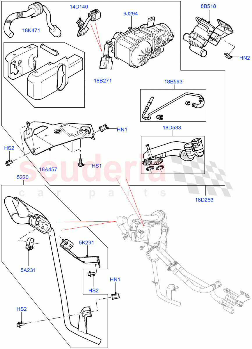 Auxiliary Fuel Fired Pre-Heater (Heater Components, External Components) (Changsu (China), Fuel Heater W/Pk Heat Less Remote, Fuel Fired Heater With Park Heat, With Fuel Fired Heater) ((V) FROMFG000001) of Land Rover Land Rover Discovery Sport (2015+) [2.0 Turbo Diesel]
