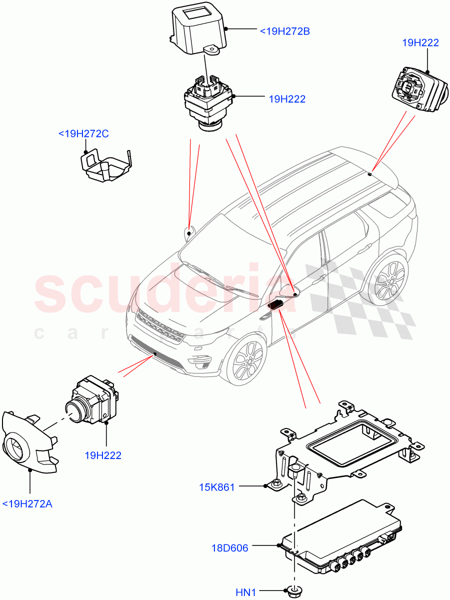 Camera Equipment(Halewood (UK),Surround Camera Sys+Water Wade Aid,Surround Camera System)((V)TOLH999999) of Land Rover Land Rover Discovery Sport (2015+) [1.5 I3 Turbo Petrol AJ20P3]