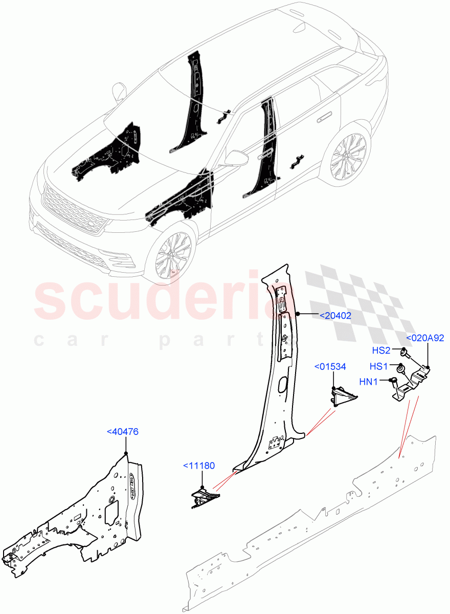 Side Panels - Inner(Inner - Front) of Land Rover Land Rover Range Rover Velar (2017+) [3.0 I6 Turbo Diesel AJ20D6]