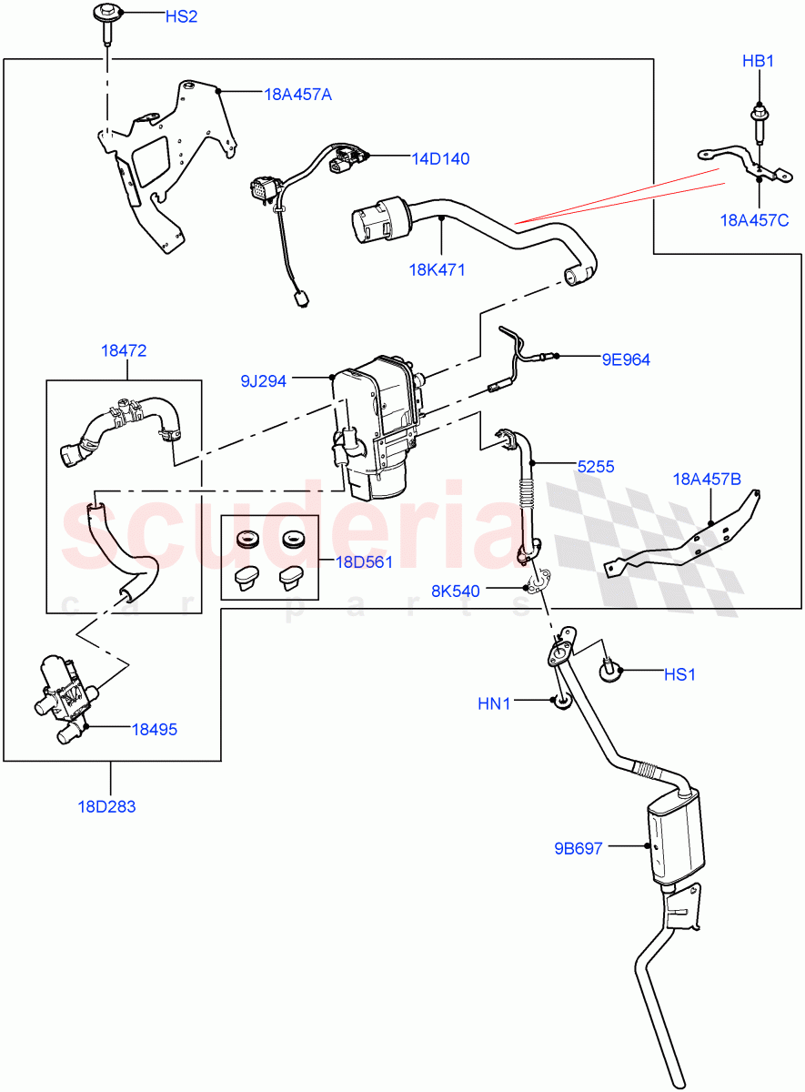 Auxiliary Fuel Fired Pre-Heater(2.0L AJ200P Hi PHEV,Fuel Fired Heater With Park Heat,With Fuel Fired Heater,Fuel Heater W/Pk Heat With Remote) of Land Rover Land Rover Defender (2020+) [3.0 I6 Turbo Diesel AJ20D6]