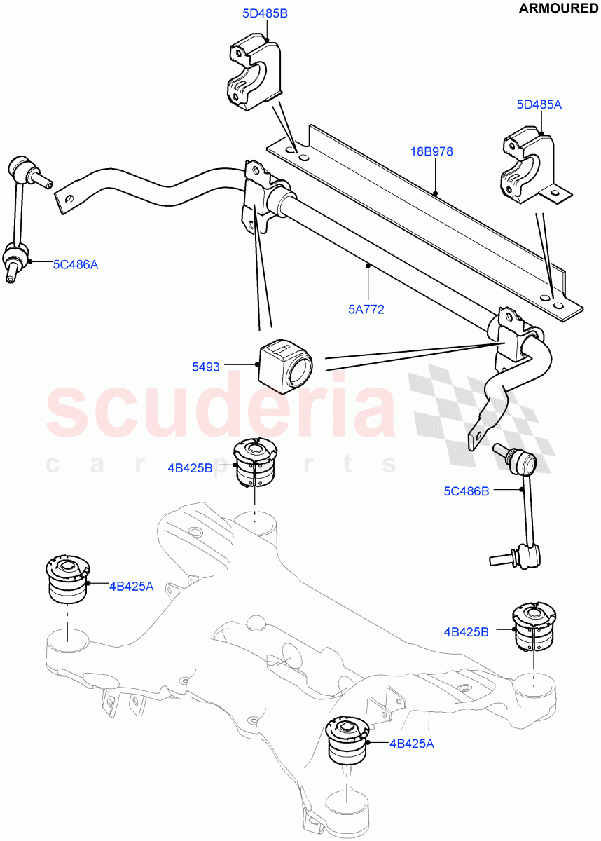 Rear Cross Member & Stabilizer Bar(Armoured)((V)FROMEA000001) of Land Rover Land Rover Range Rover (2012-2021) [5.0 OHC SGDI NA V8 Petrol]