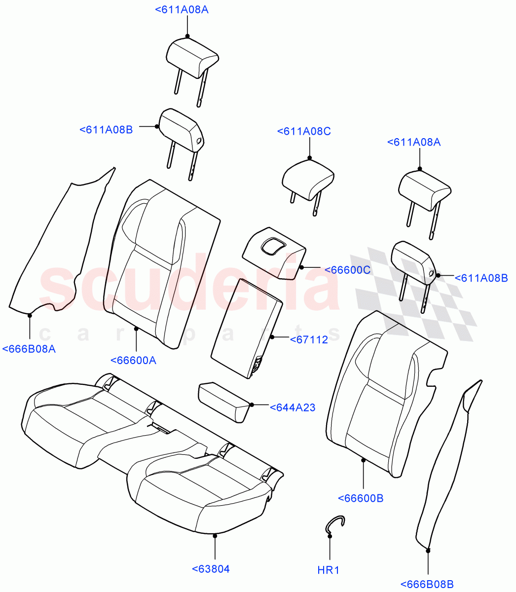 Rear Seat Covers(Perforated Suede/Leather Trim) of Land Rover Land Rover Range Rover Velar (2017+) [3.0 Diesel 24V DOHC TC]