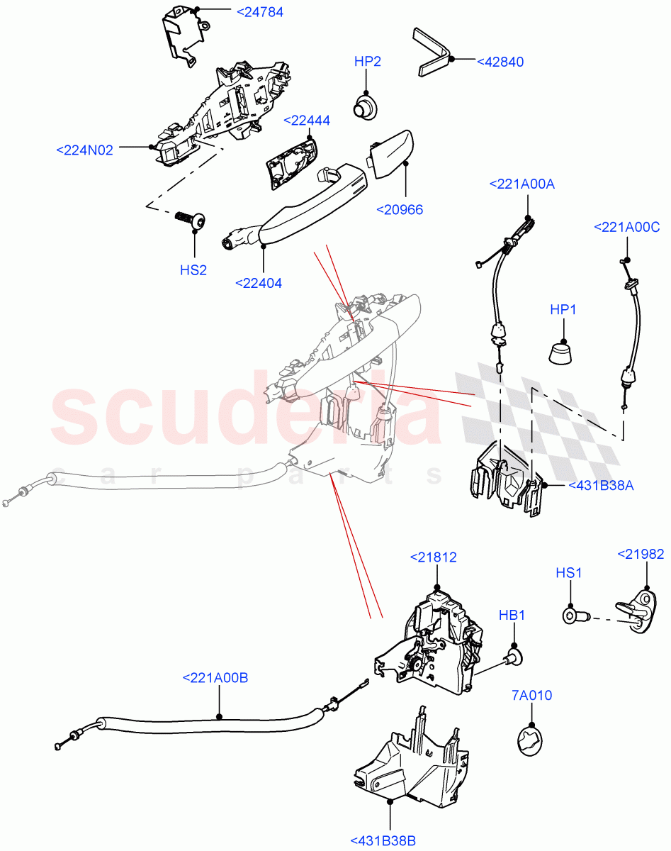 Front Door Lock Controls((V)TON2999999) of Land Rover Land Rover Defender (2020+) [3.0 I6 Turbo Diesel AJ20D6]