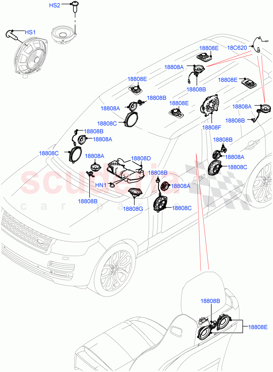 Speakers((V)TOHA999999) of Land Rover Land Rover Range Rover (2012-2021) [4.4 DOHC Diesel V8 DITC]