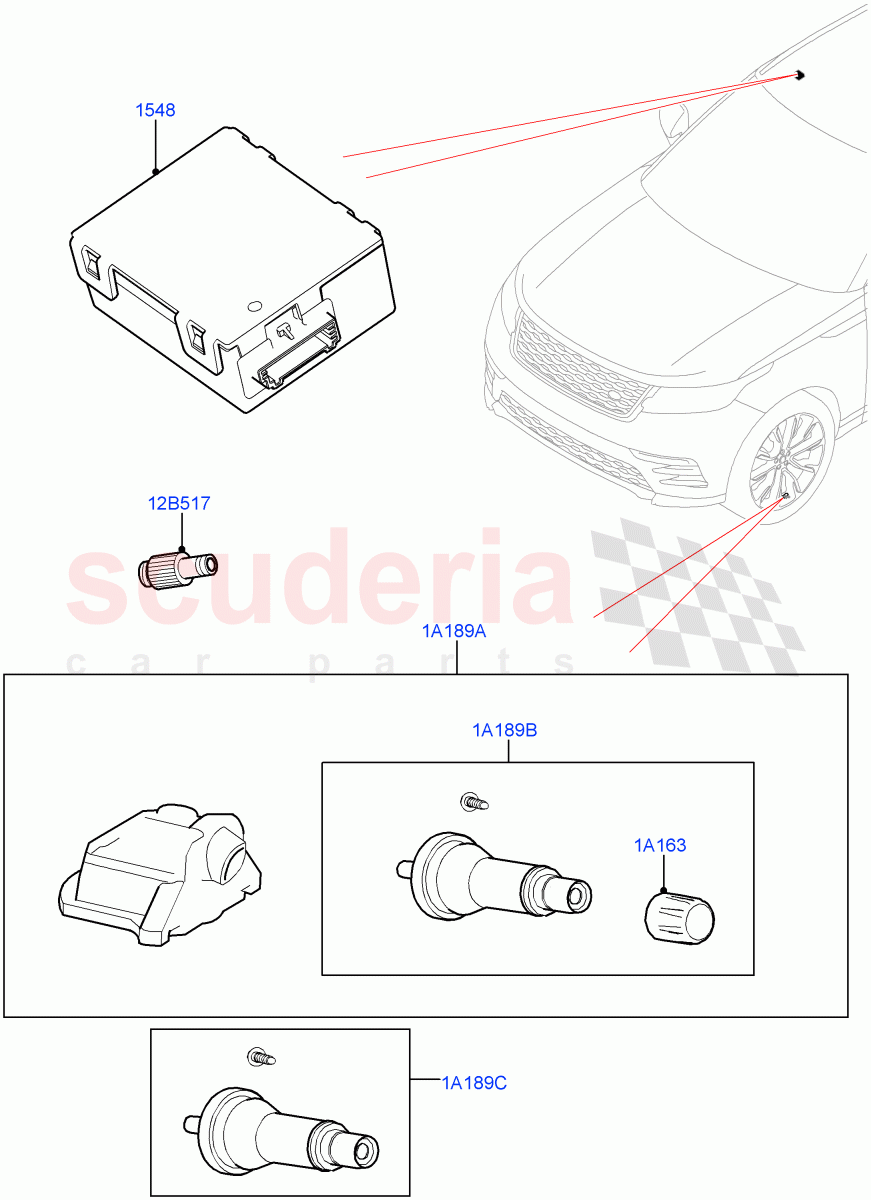 Tyre Pressure Monitor System((V)FROMMA310797) of Land Rover Land Rover Range Rover Velar (2017+) [3.0 I6 Turbo Diesel AJ20D6]