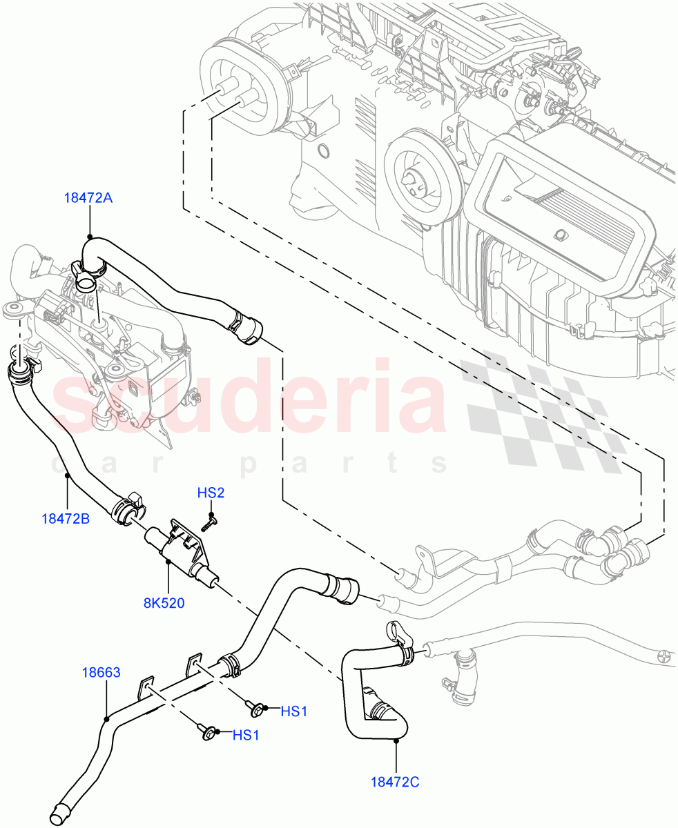 Heater Hoses(Solihull Plant Build)(3.0 V6 D Low MT ROW,With Fuel Fired Heater,Less Park Heating,3.0 V6 D Gen2 Mono Turbo)((V)FROMHA000001,(V)TOHA999999) of Land Rover Land Rover Discovery 5 (2017+) [2.0 Turbo Diesel]