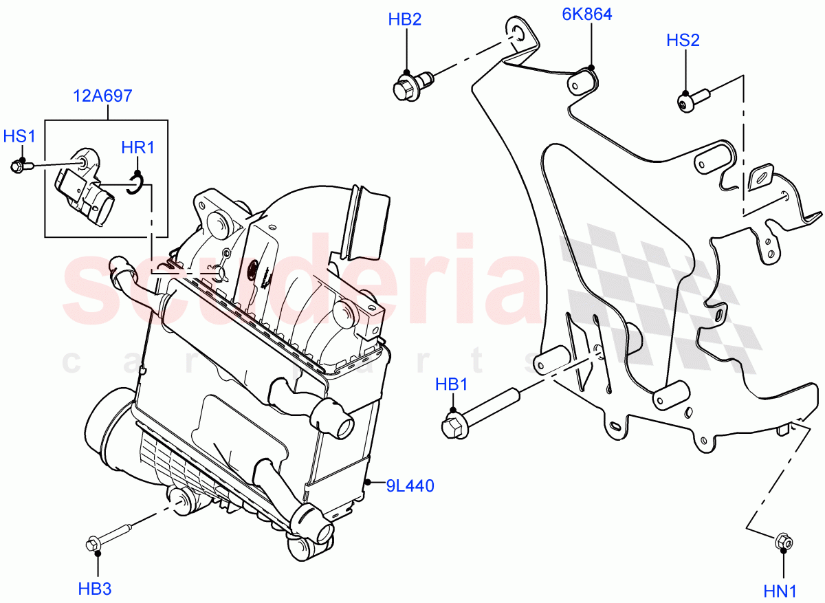 Intercooler/Air Ducts And Hoses(Main Unit)(2.0L AJ200P Hi PHEV)((V)FROMJA000001) of Land Rover Land Rover Range Rover (2012-2021) [2.0 Turbo Petrol AJ200P]