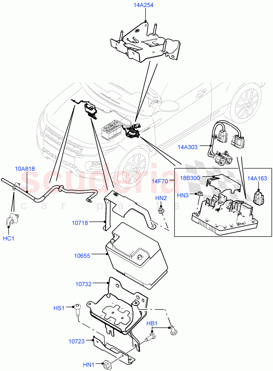 Battery And Mountings(Changsu (China),Starter - Stop/Start System)((V)FROMEG000001) of Land Rover Land Rover Range Rover Evoque (2012-2018) [2.0 Turbo Petrol AJ200P]