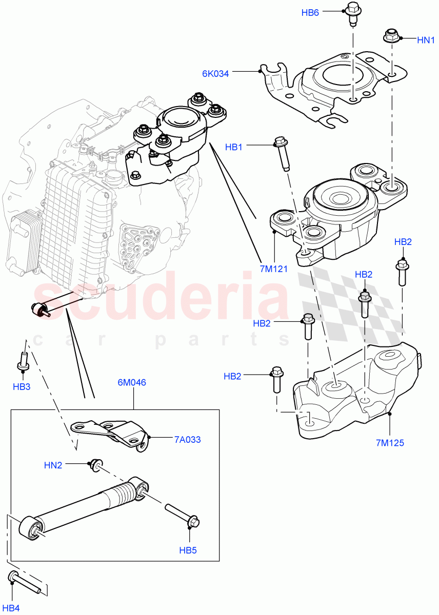 Transmission Mounting(2.0L 16V TIVCT T/C Gen2 Petrol,9 Speed Auto AWD,Halewood (UK),2.0L 16V TIVCT T/C 240PS Petrol) of Land Rover Land Rover Discovery Sport (2015+) [2.2 Single Turbo Diesel]