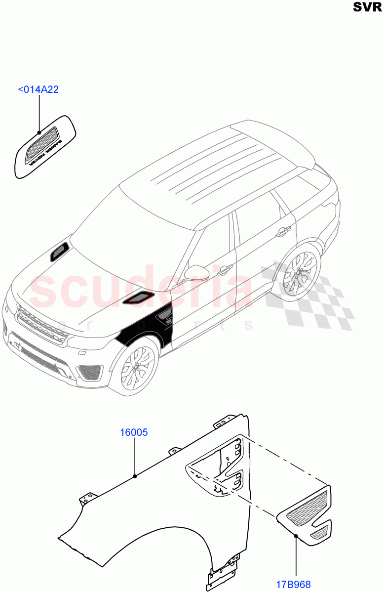 Dash Panel And Front Fenders (Vent Grille) (SVR) ((V) FROMFA000001, (V) TOHA999999) of Land Rover Land Rover Range Rover Sport (2014+) [4.4 DOHC Diesel V8 DITC]